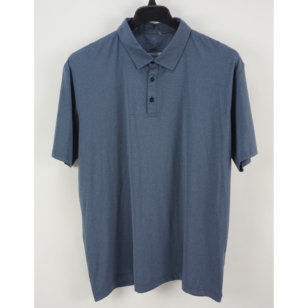 Swannies Performance Golf Polo Shirt Men's XL Short Sleeve Blue Micro-Stripe